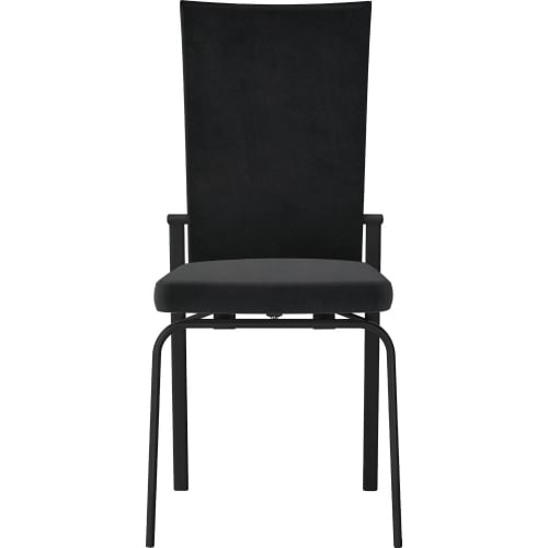 Molly Motion Back Dining Chair in Black Fabric & Black Steel (Set of 2)